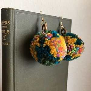 HANDMADE Jumbo Boho Pom Pom Earrings -
